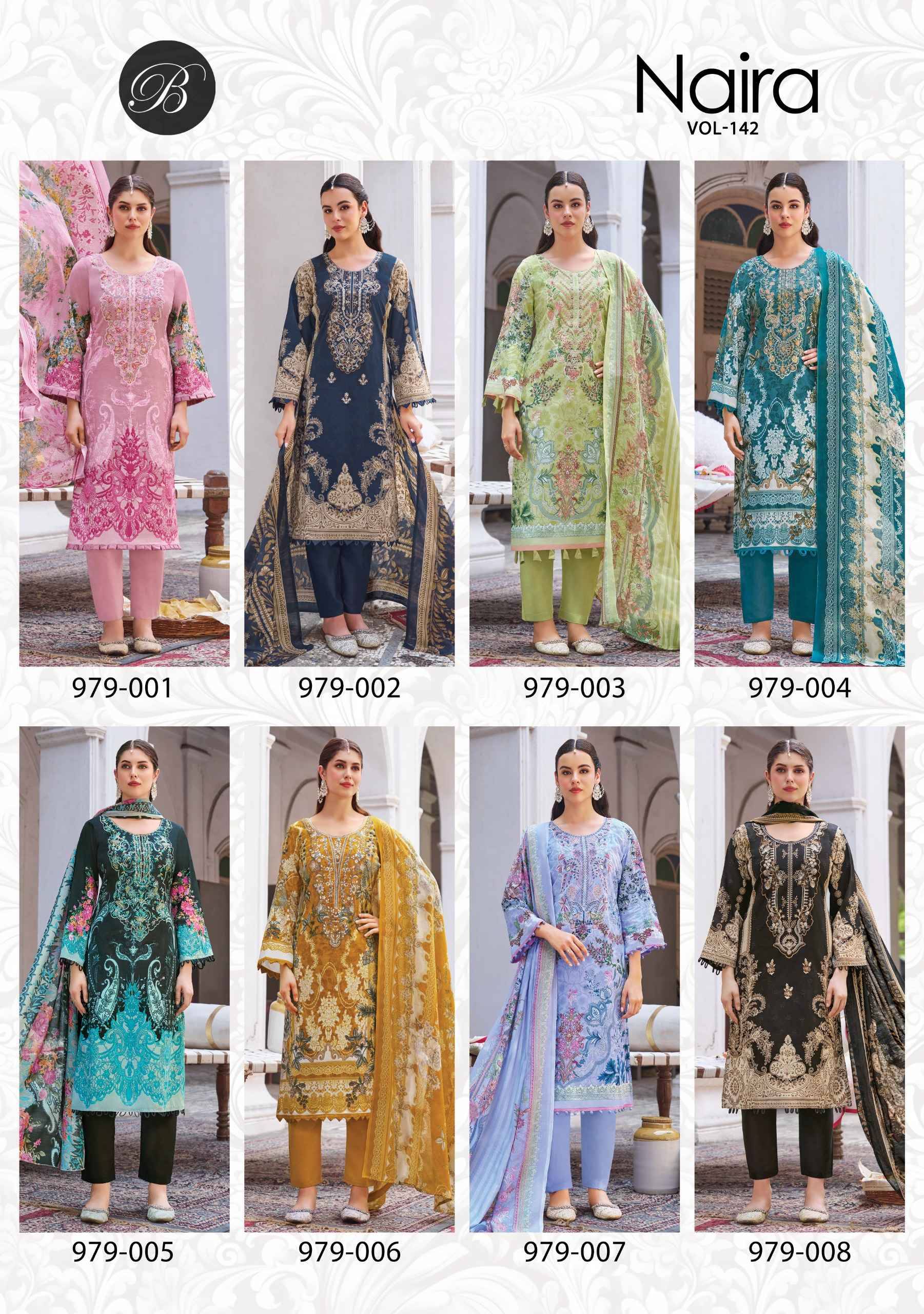 NAIRA VOL-142 By BelliZa DesigNer StuDio Pakistani Stylish Beautiful Colourful Printed & Embroidered Party Wear & Occasional Wear Pure cotton Dresses At Wholesale Price